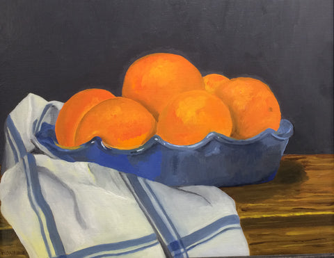 Still Life with Oranges in an Almquist Pottery Pie Plate