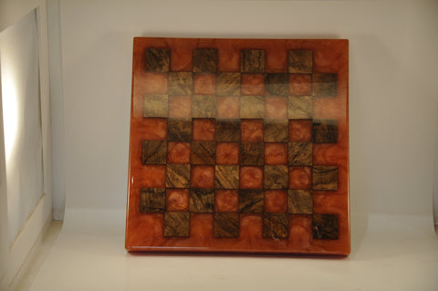 Marbled English Walnut/Epoxy Chess/Checker Board  #465