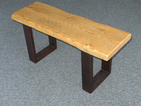 Reclaimed Fir Bench with Black Cube Legs